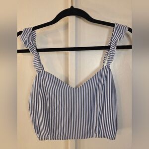 H&M Blue & White Striped Crop Top - Womans Size 12